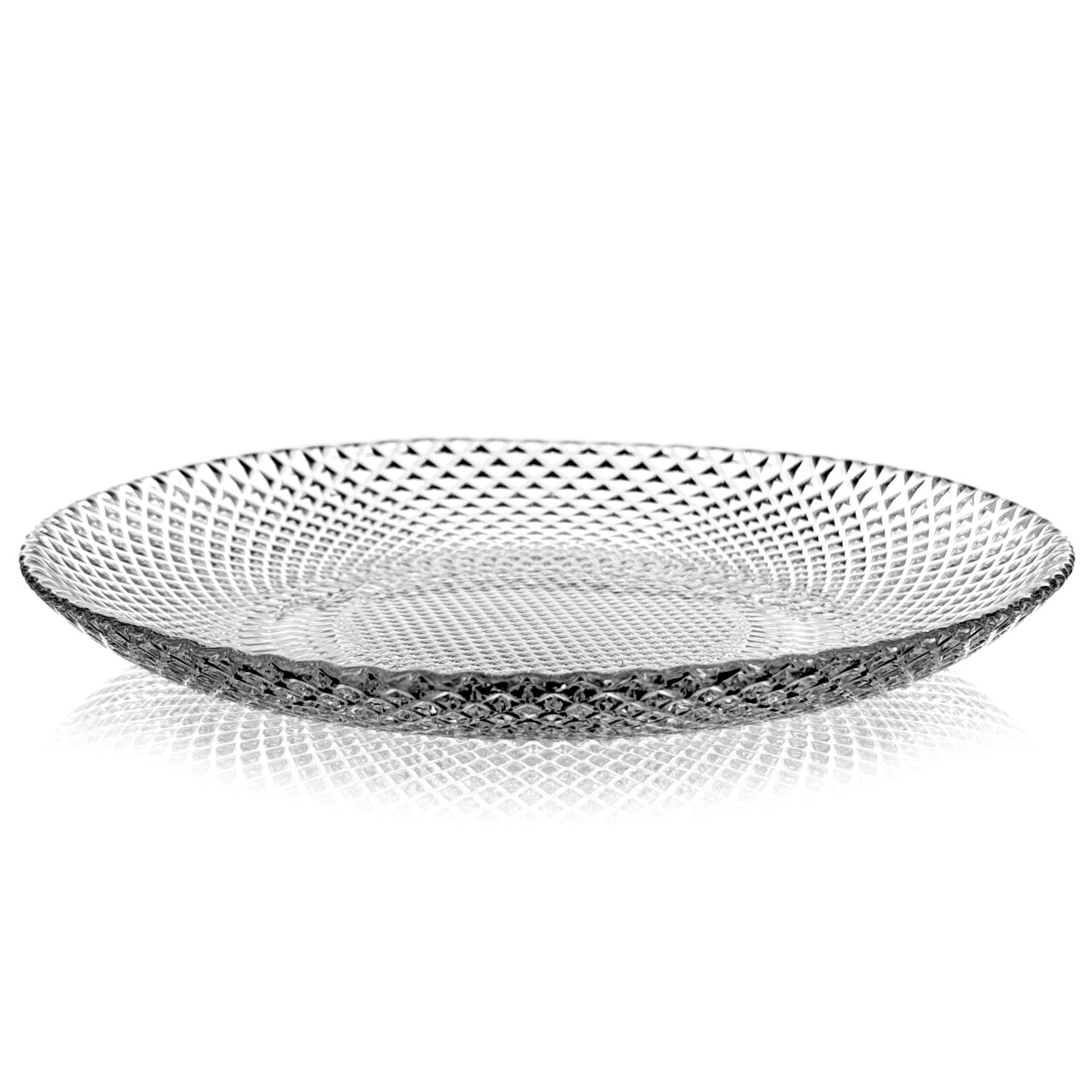 Diamond Pattern Glass Salad Plate 7.5 Inch Heat Resistant Clear